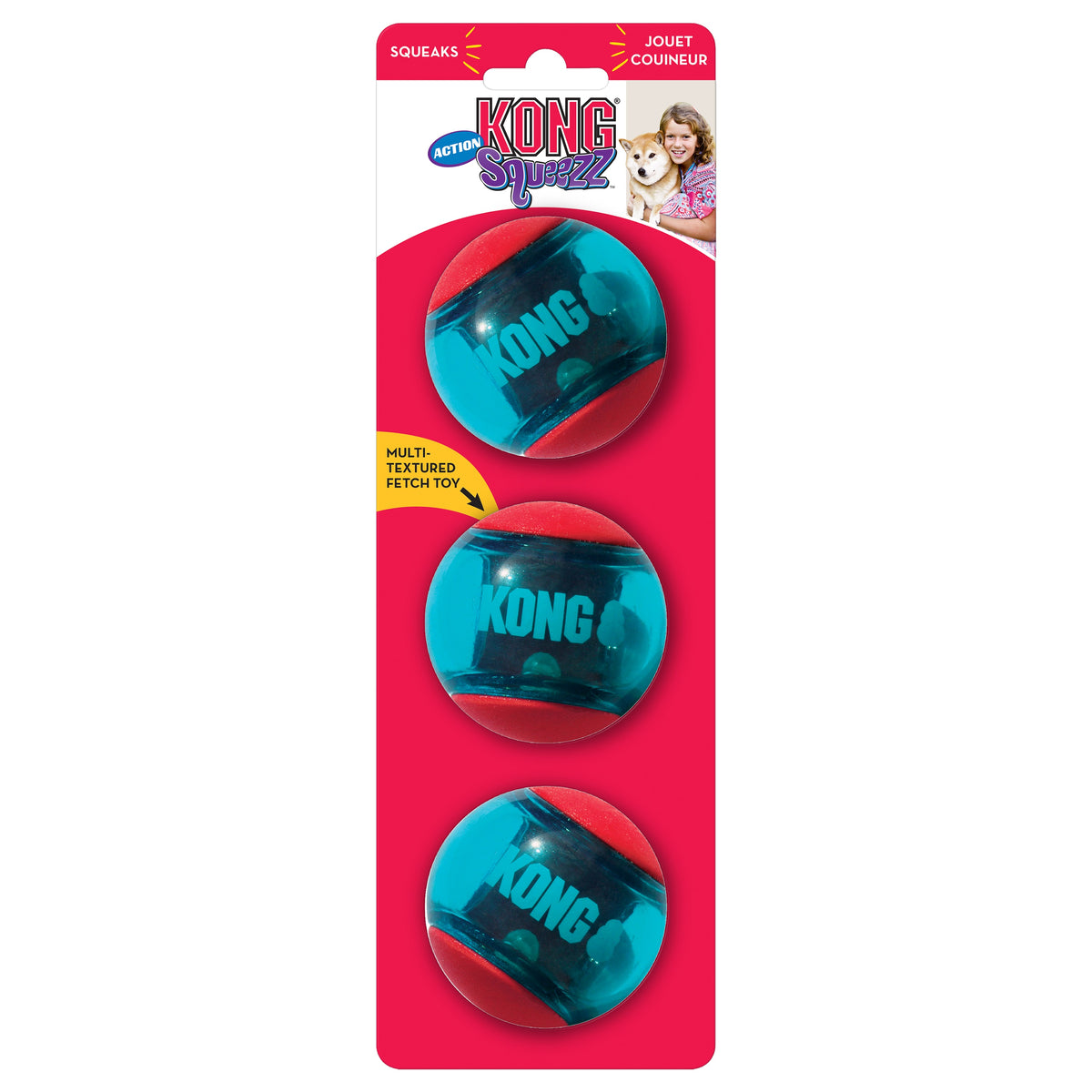 KONG® Squeezz Action Ball Dog Chew Toy Red Medium
