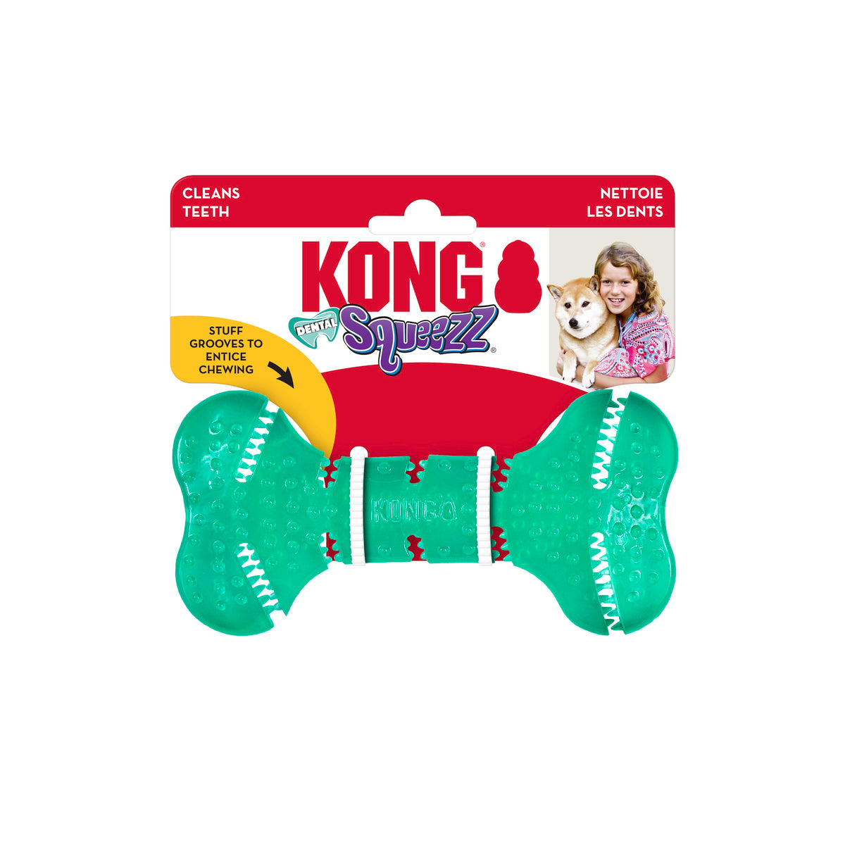 KONG® Squeezz® Dental Bone Dog Chew Toy Medium
