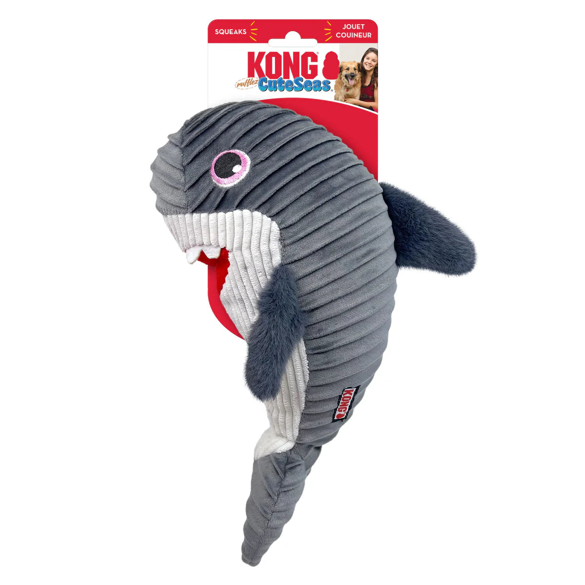 KONG® Cuteseas® Rufflez Shark Dog Plush Toy Medium/Large