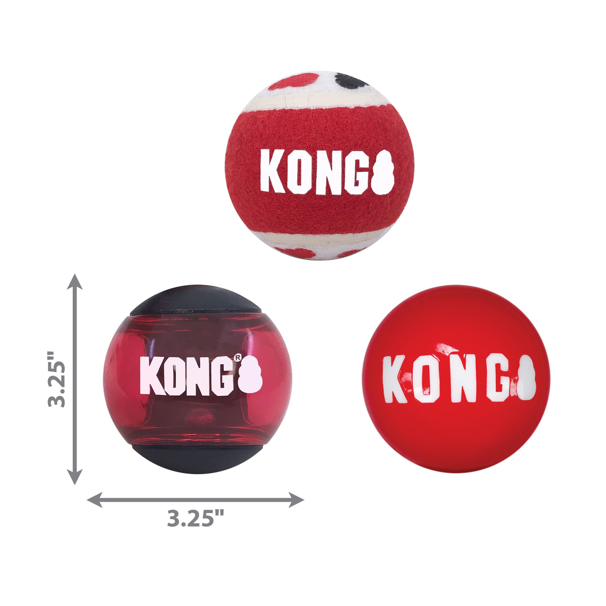 KONG® Signature Balls Dog Fetch Toy Assorted Large 3pk