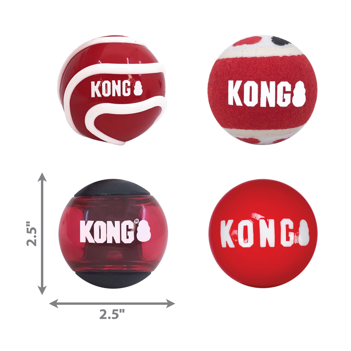 KONG® Signature Balls Dog Fetch Toy Assorted Medium 4pk
