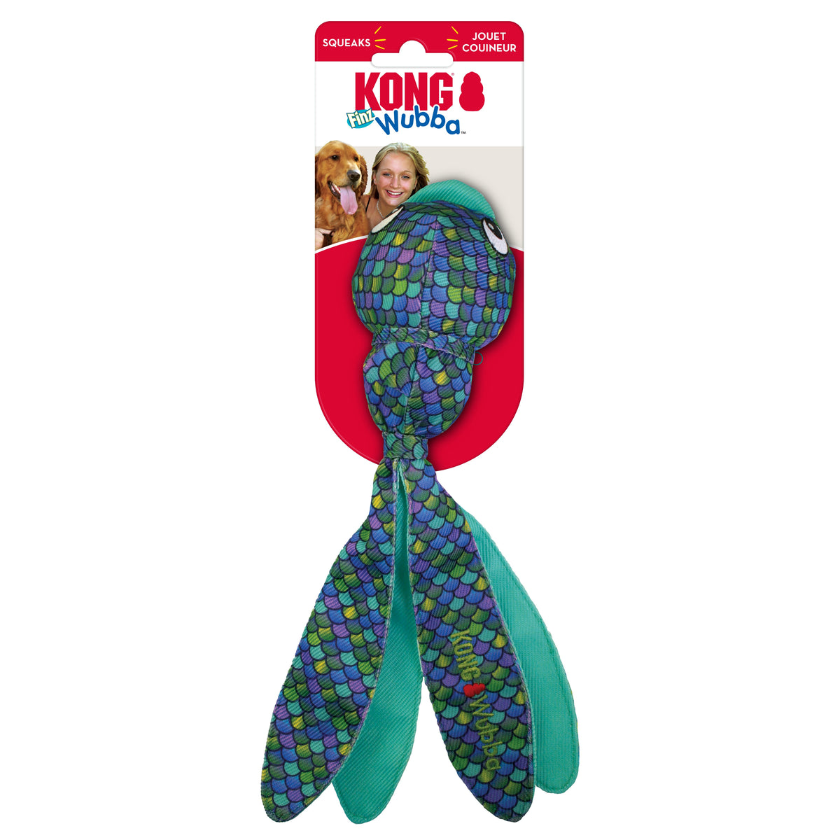 KONG® Wubba Finz Dog Tug Toy Blue Large