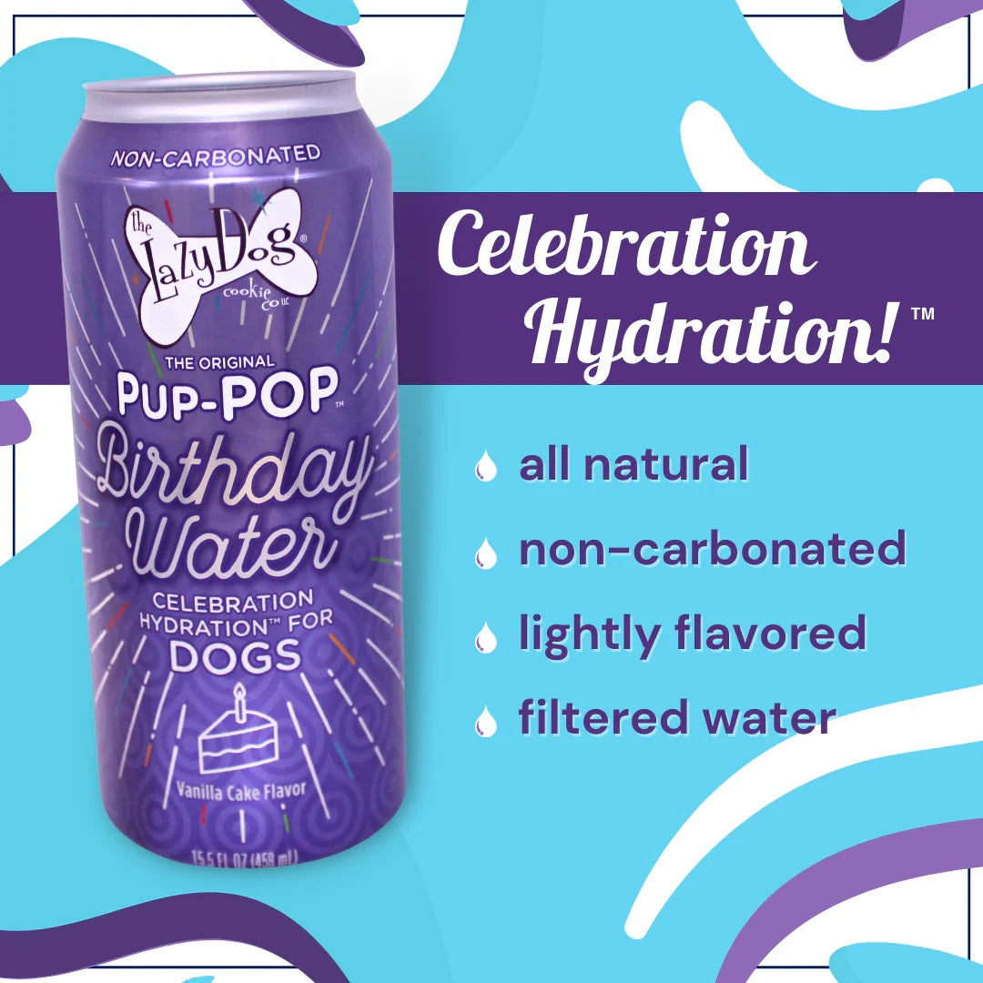 Lazy Dog Pup-POP® Birthday Water Vanilla Cake Flavor Case of 4