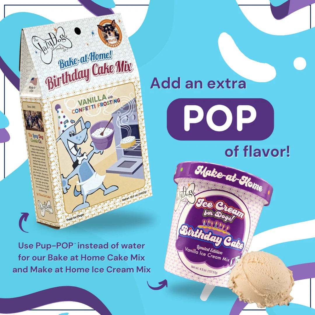 Lazy Dog Pup-POP® Birthday Water Vanilla Cake Flavor Case of 4
