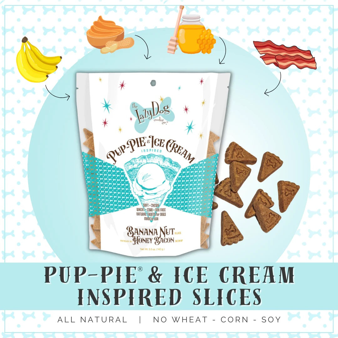Lazy Dog Pup-PIE & Ice Cream Slices Banana Nut w/ Honey & Bacon Dog Treat 5oz