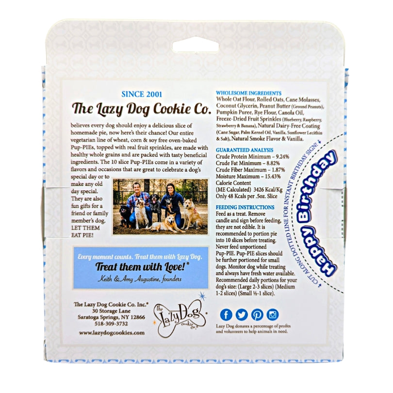 Lazy Dog Happy Birthday Pup-PIE for a Charming Boy Dog Treat 5oz - Case of 8
Individual UPC 814272011530