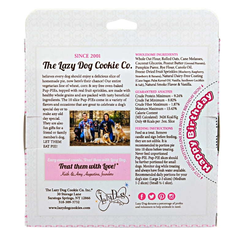 Lazy Dog Happy Birthday Pup-PIE for a Darling Girl Dog Treat - Case of 8
Individual UPC 814272011547