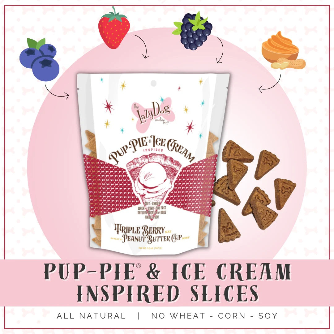 Lazy Dog Pup-PIE & Ice Cream Slices Triple Berry w/ Peanut Butter Dog Treat 5oz