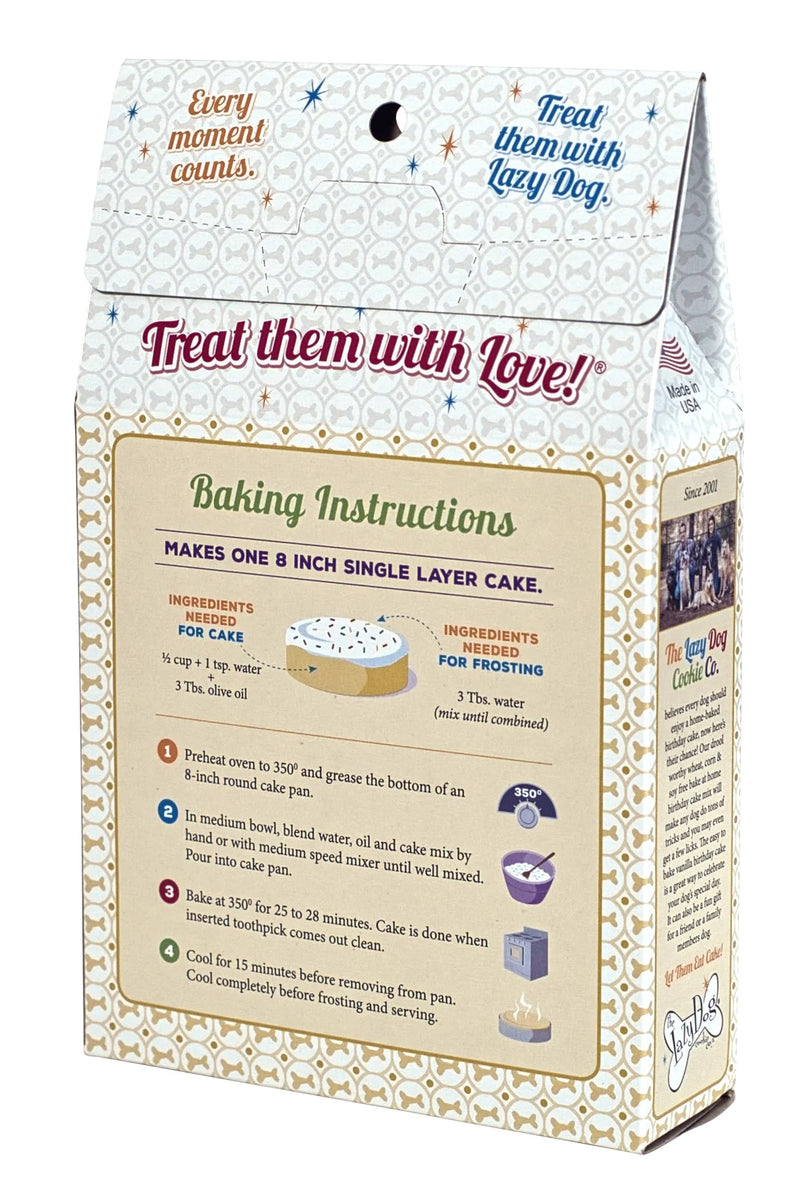 Lazy Dog Vanilla Birthday Cake & Frosting Mix w/Sprinkles Dog Treat 12oz