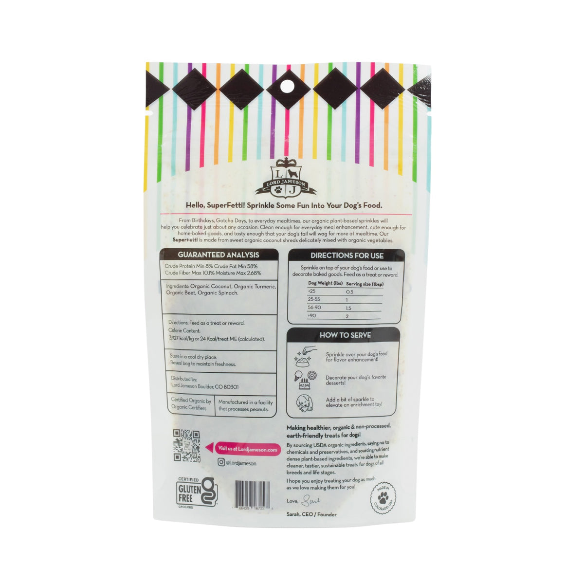 Lord Jameson Celebration SuperFetti Organic Dog Sprinkles 3oz