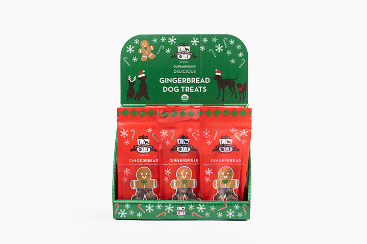 Lord Jameson Gingerbread Organic Soft & Chewy Dog Treats POP Pouch 6oz w/ Display Case 12 pc