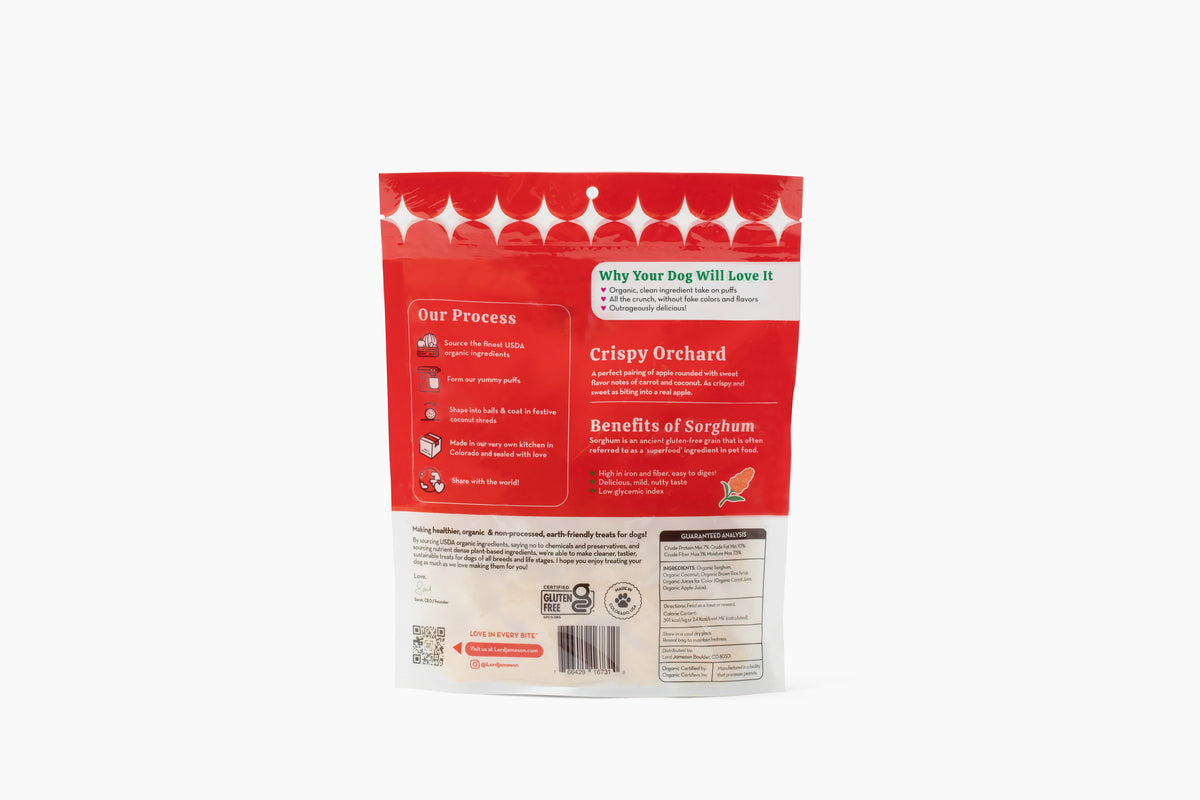 Lord Jameson Love Puffs Crispy Orchard Organic Crunchy Dog Treats 4oz