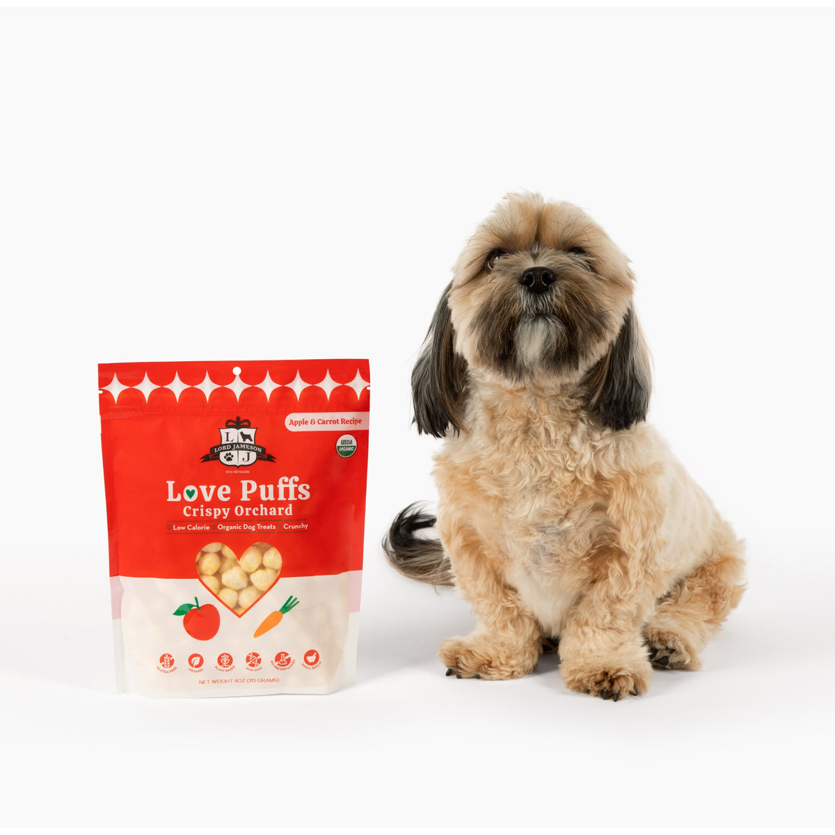 Lord Jameson Love Puffs Crispy Orchard Organic Crunchy Dog Treats 4oz