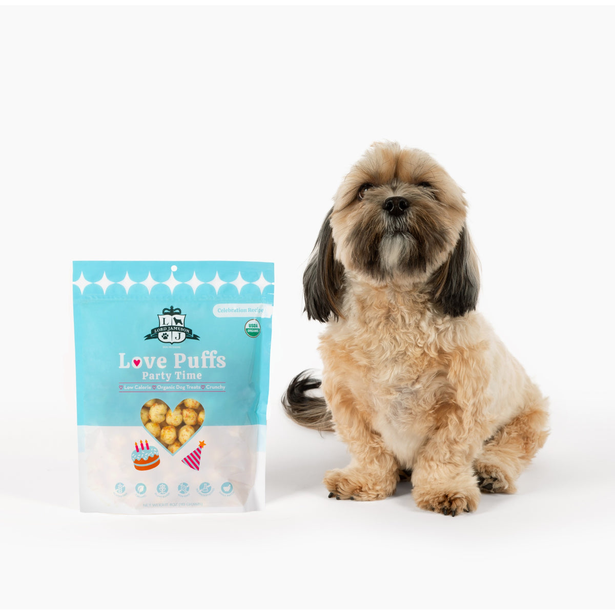 Lord Jameson Love Puffs Party Time Organic Crunchy Dog Treats 4oz