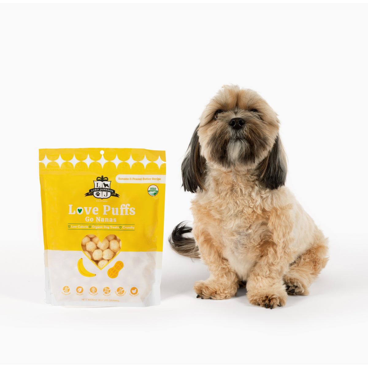 Lord Jameson Love Puffs Go Nanas Organic Crunchy Dog Treats 4oz