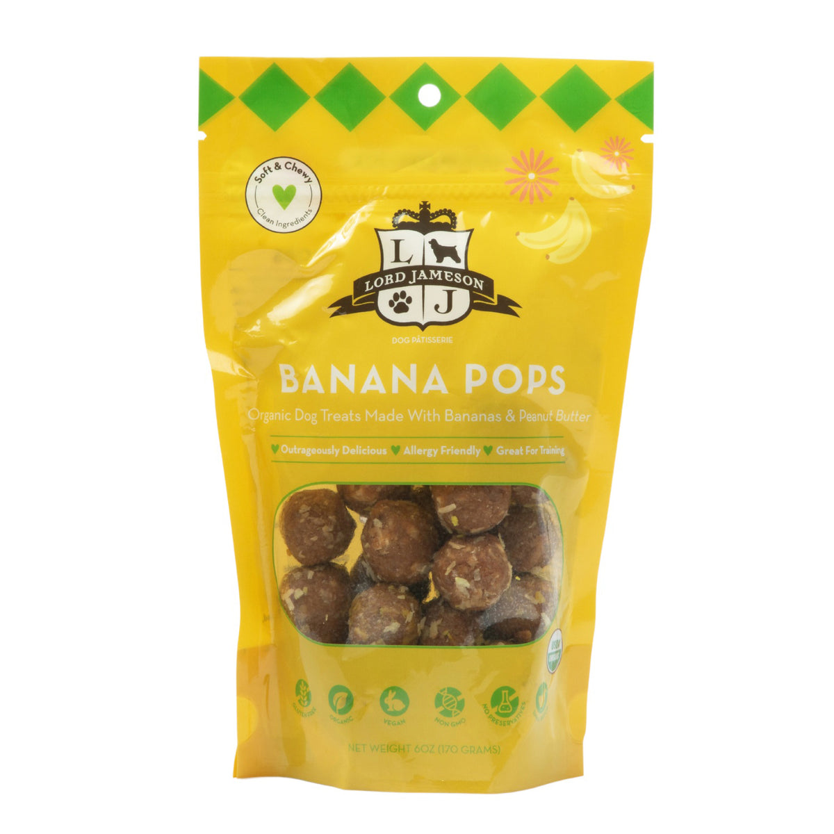 Lord Jameson Banana Pops Organic Soft & Chewy Dog Treats 6oz