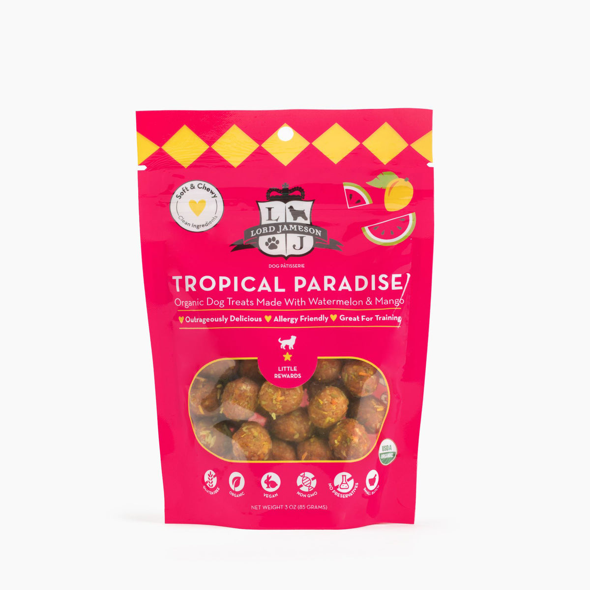 Lord Jameson Tropical Paradise Organic Soft & Chewy Dog Treats Small Breed 3oz