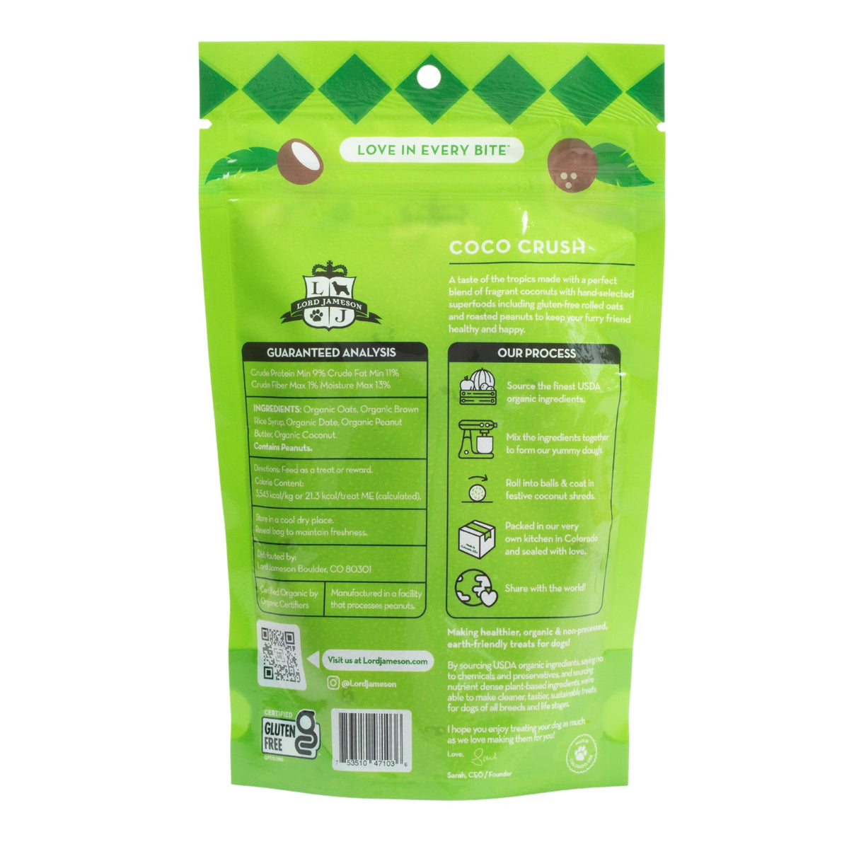 Lord Jameson Coco Crush Organic Soft & Chewy Dog Treats 6oz