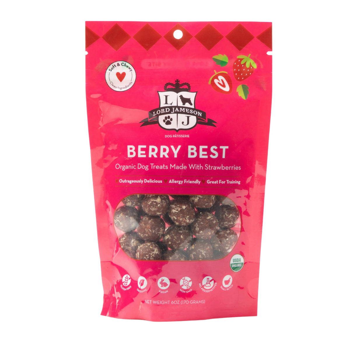 Lord Jameson Berry Best Organic Soft & Chewy Dog Treats 6oz