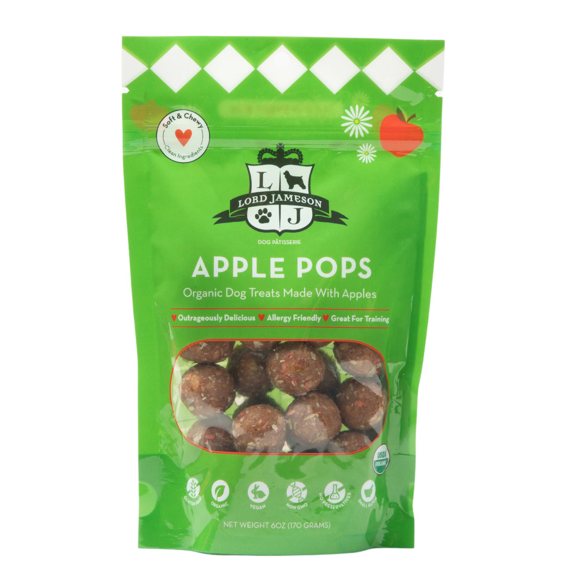 Lord Jameson Apple Pops Organic Soft & Chewy Dog Treats 6oz