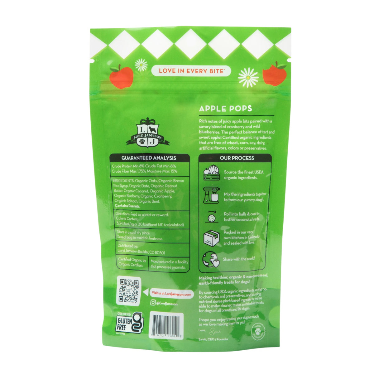 Lord Jameson Apple Pops Organic Soft & Chewy Dog Treats 6oz