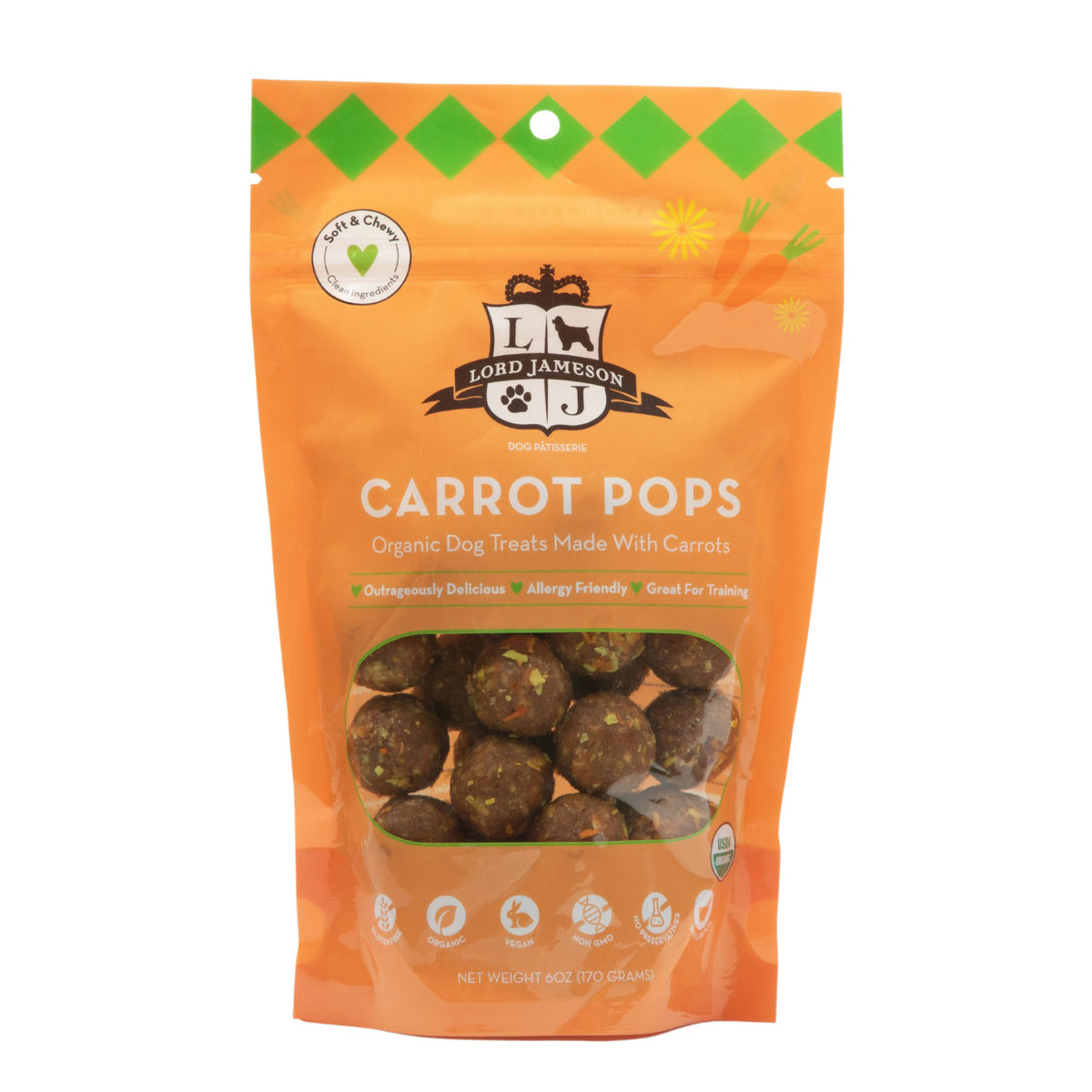 Lord Jameson Carrot Pops Organic Soft & Chewy Dog Treats 6oz