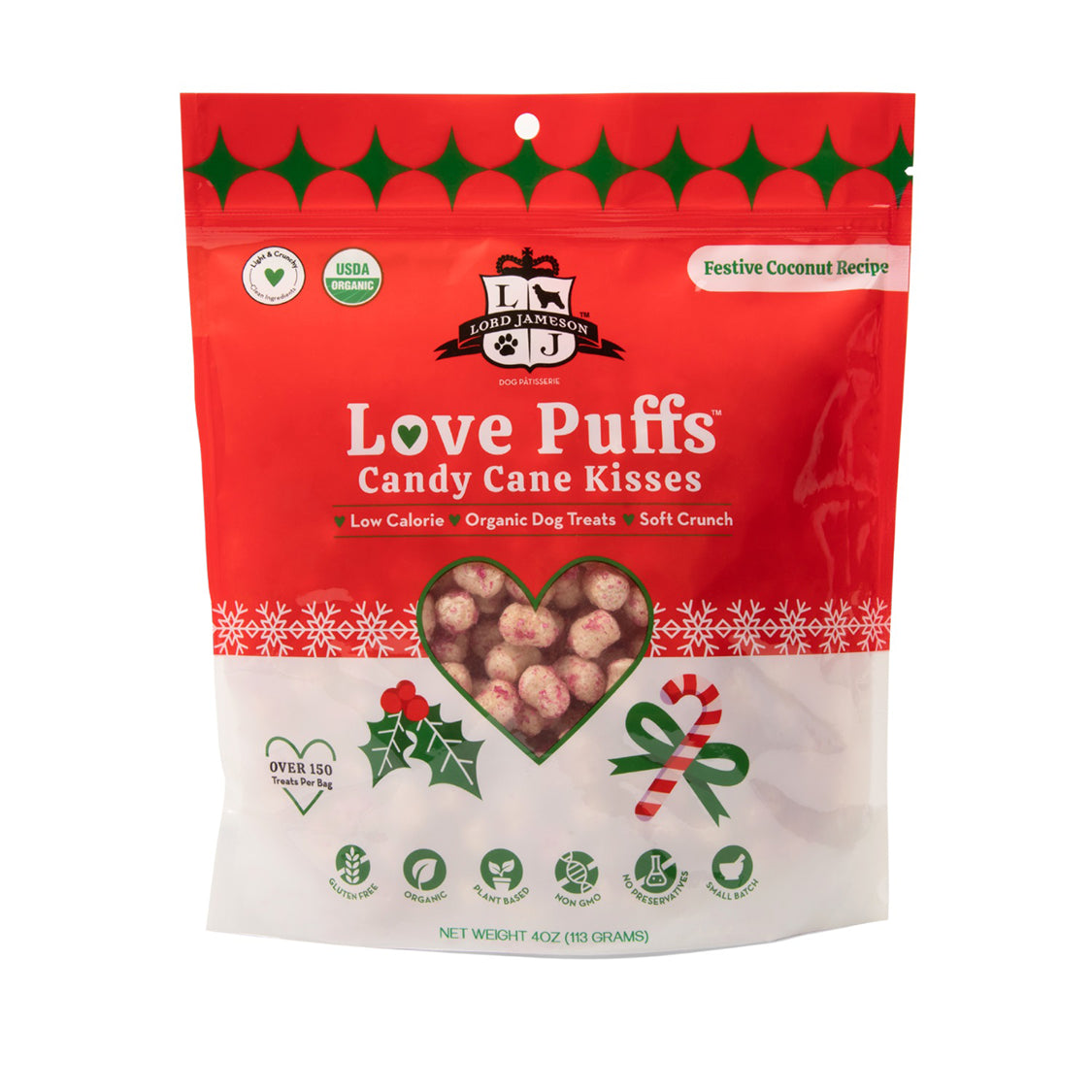 Lord Jameson Love Puffs Candy Cane Kisses Pouch 4oz