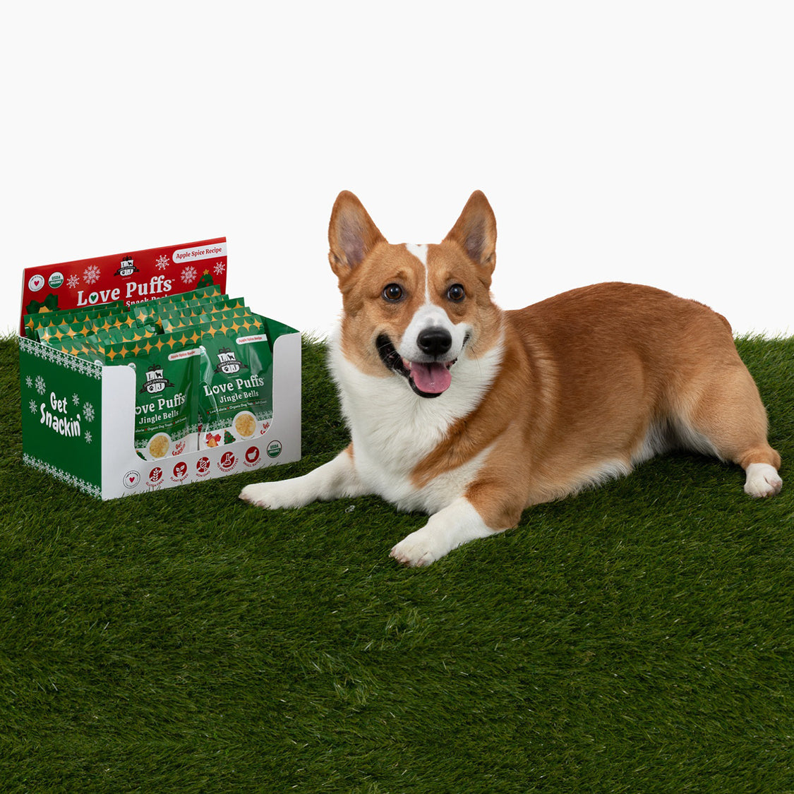 Lord Jameson Love Puffs Jingle Bells 12 ct Grab-n-Go Snack Pack W/ Display Tray .4oz