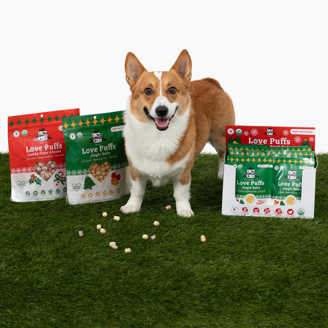 Lord Jameson Love Puffs Jingle Bells 12 ct Grab-n-Go Snack Pack W/ Display Tray .4oz