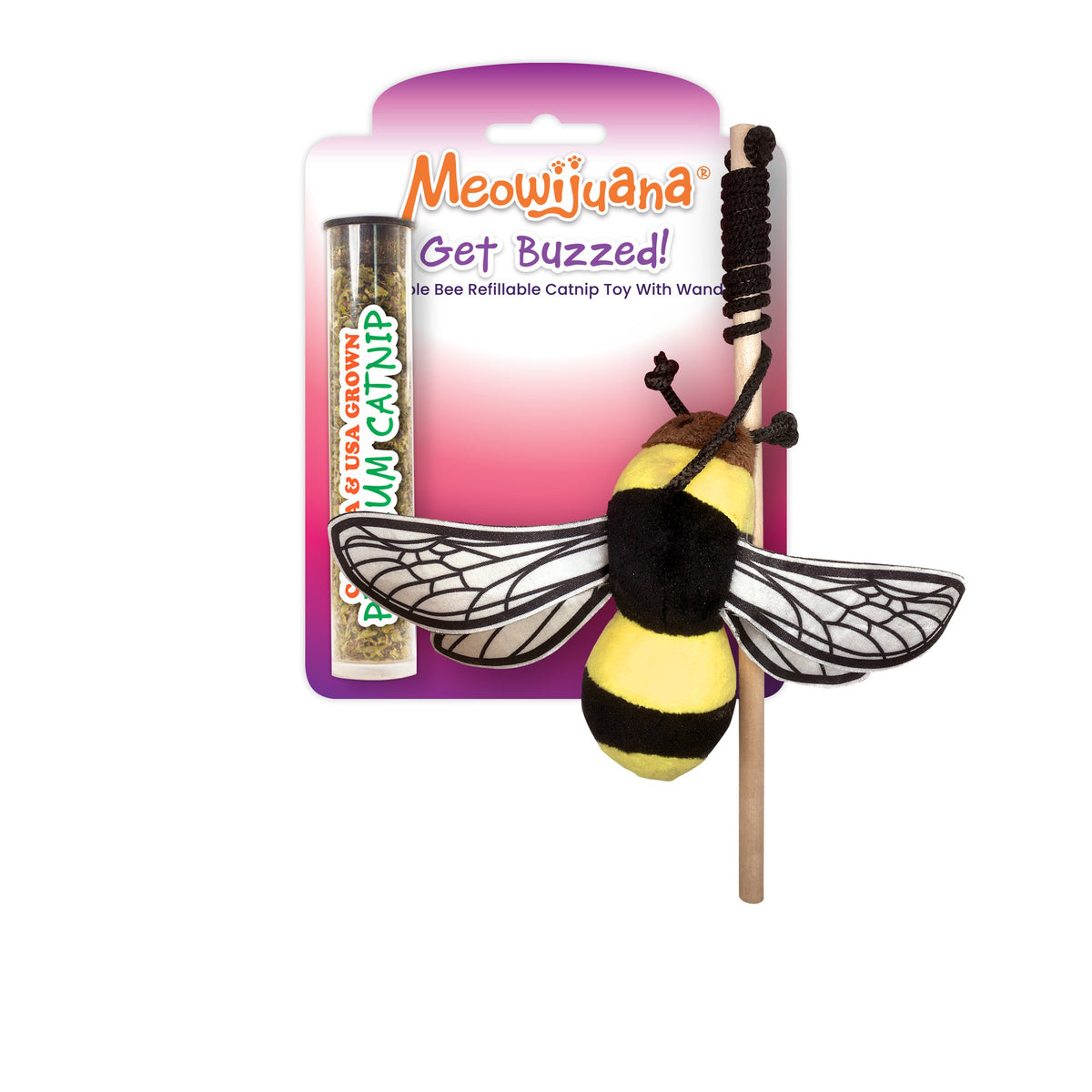 Meowijuana Get Buzzed Bee w/Wand Cat Toy
