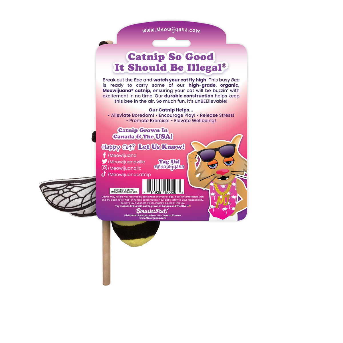 Meowijuana Get Buzzed Bee w/Wand Cat Toy