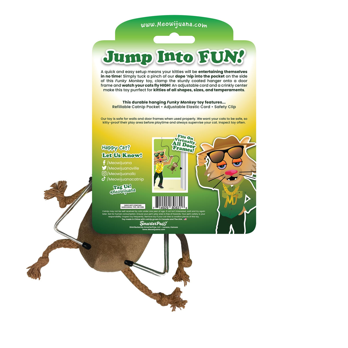 Meowijuana Jump 'n' Jamb Funky Monkey Cat Toy