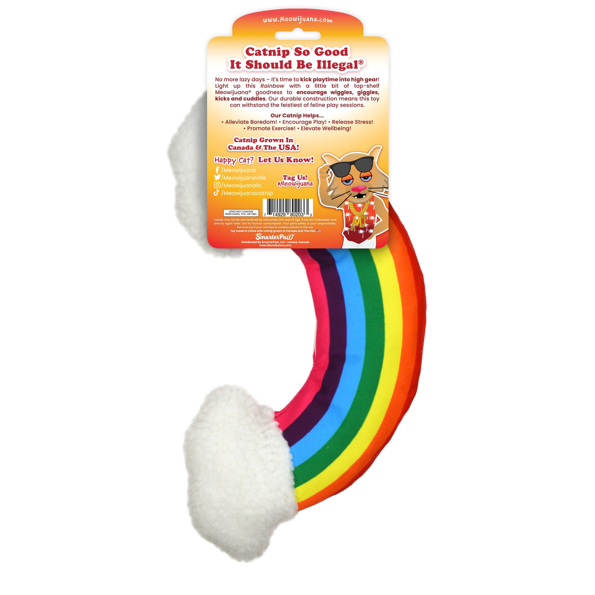 Meowijuana Get "Kickin'" - Rainbow Kicker Cat Toy