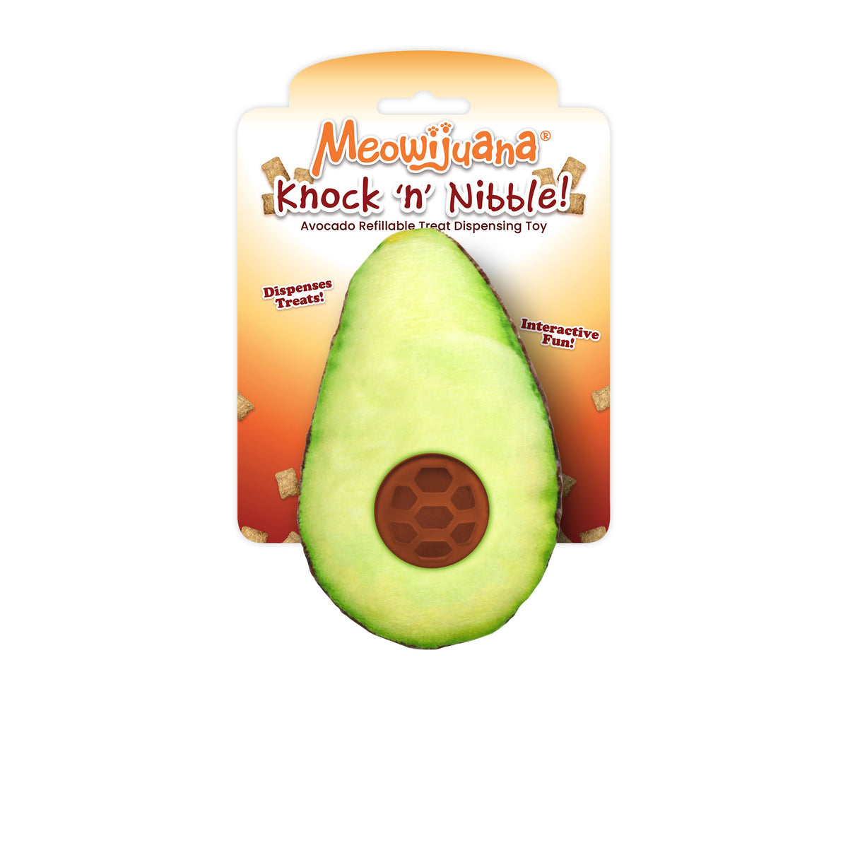 Meowijuana Avocado Knock 'n' Nibble Refillable Treat Dispenser Cat Toy
