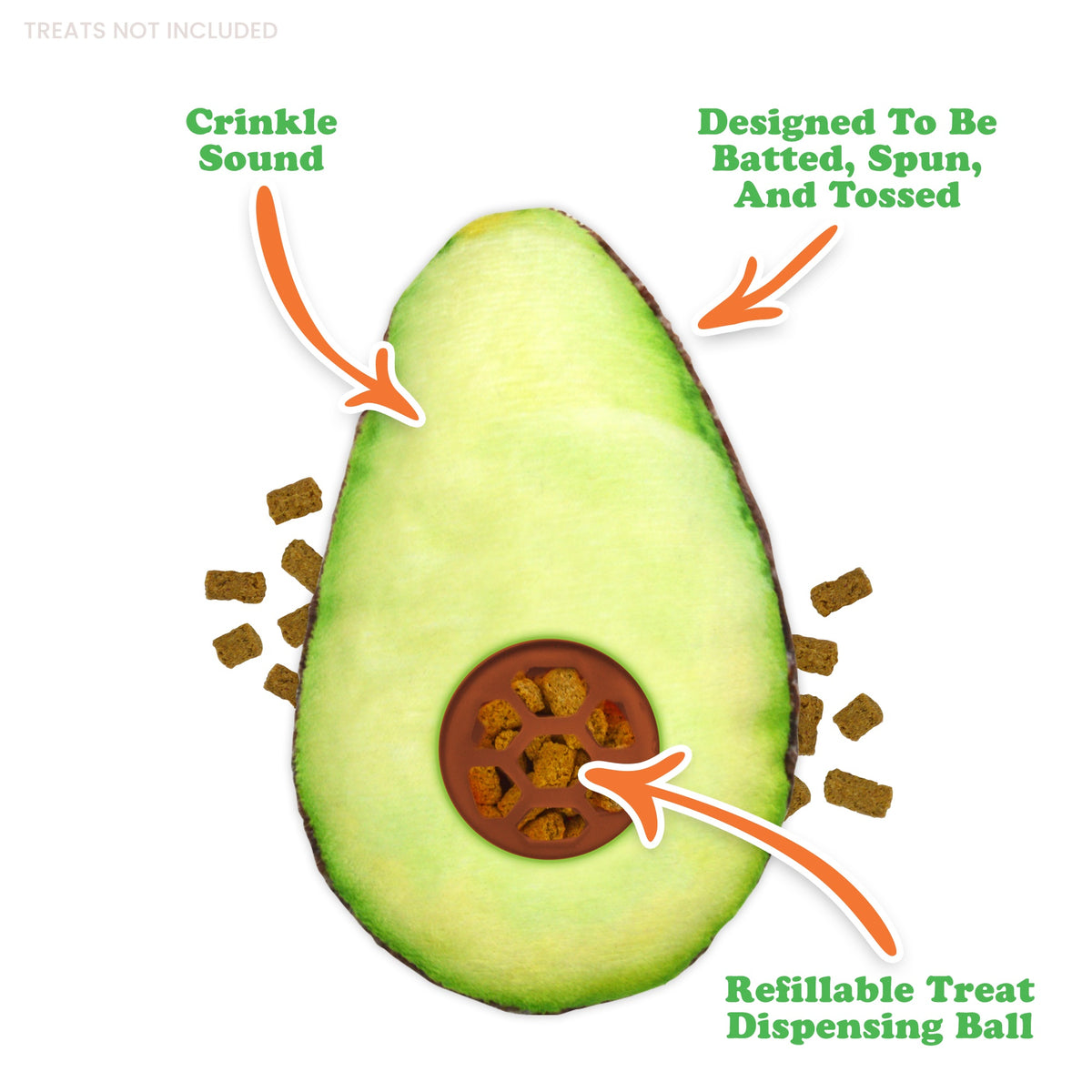 Meowijuana Avocado Knock 'n' Nibble Refillable Treat Dispenser Cat Toy