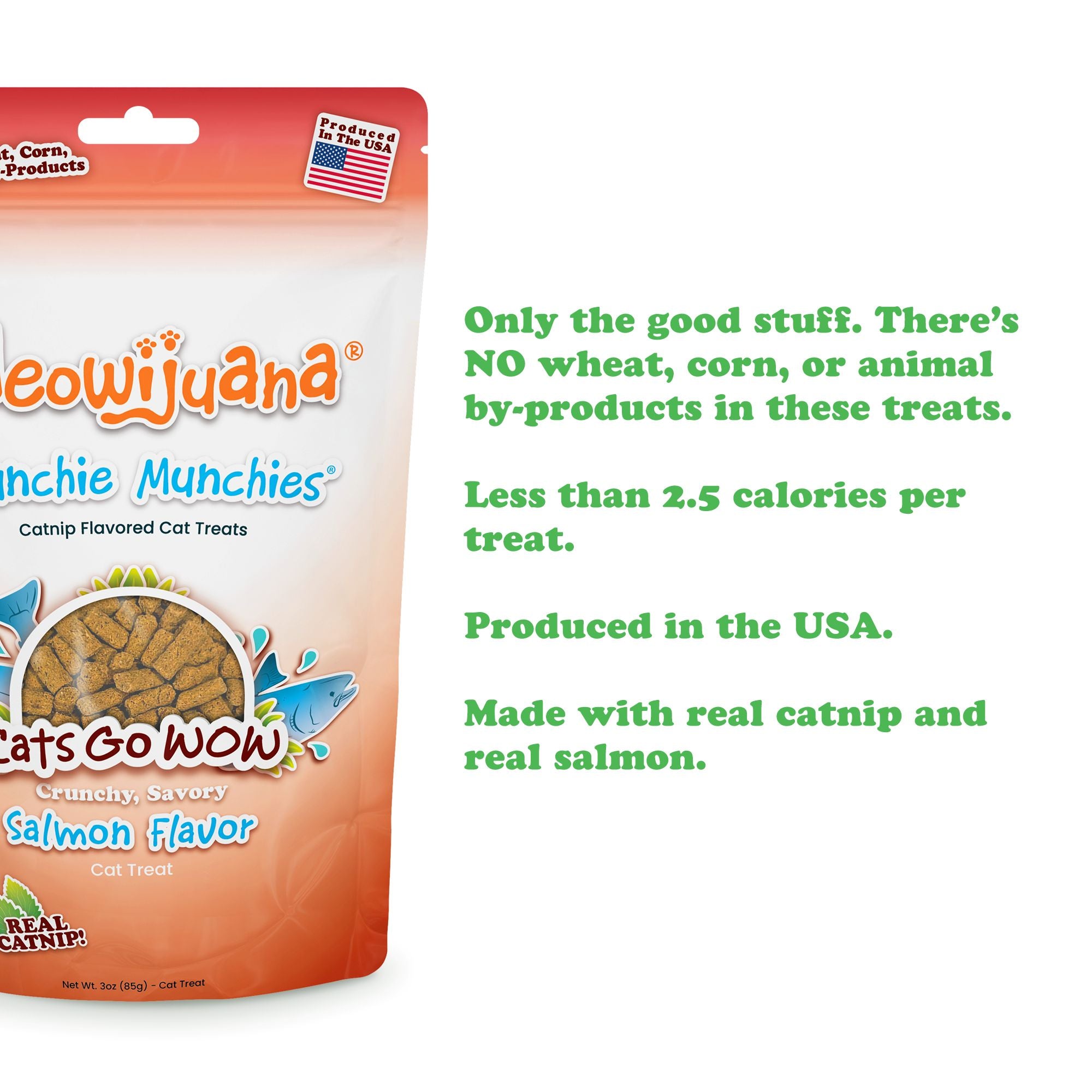 Meowijuana Crunchie Munchies Salmon Cat Treat 3oz