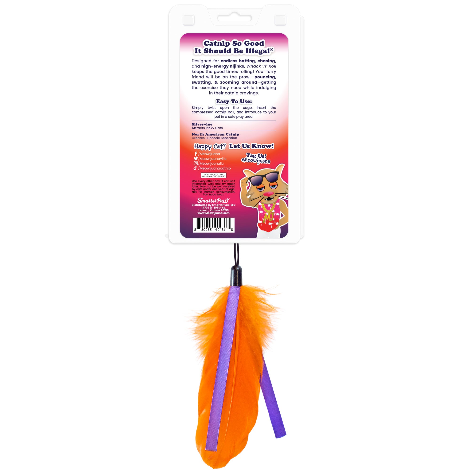 Meowijuana Meowijuana Purple Passion Whack 'n' Roll Compressed Catnip Ball with Cage 2oz