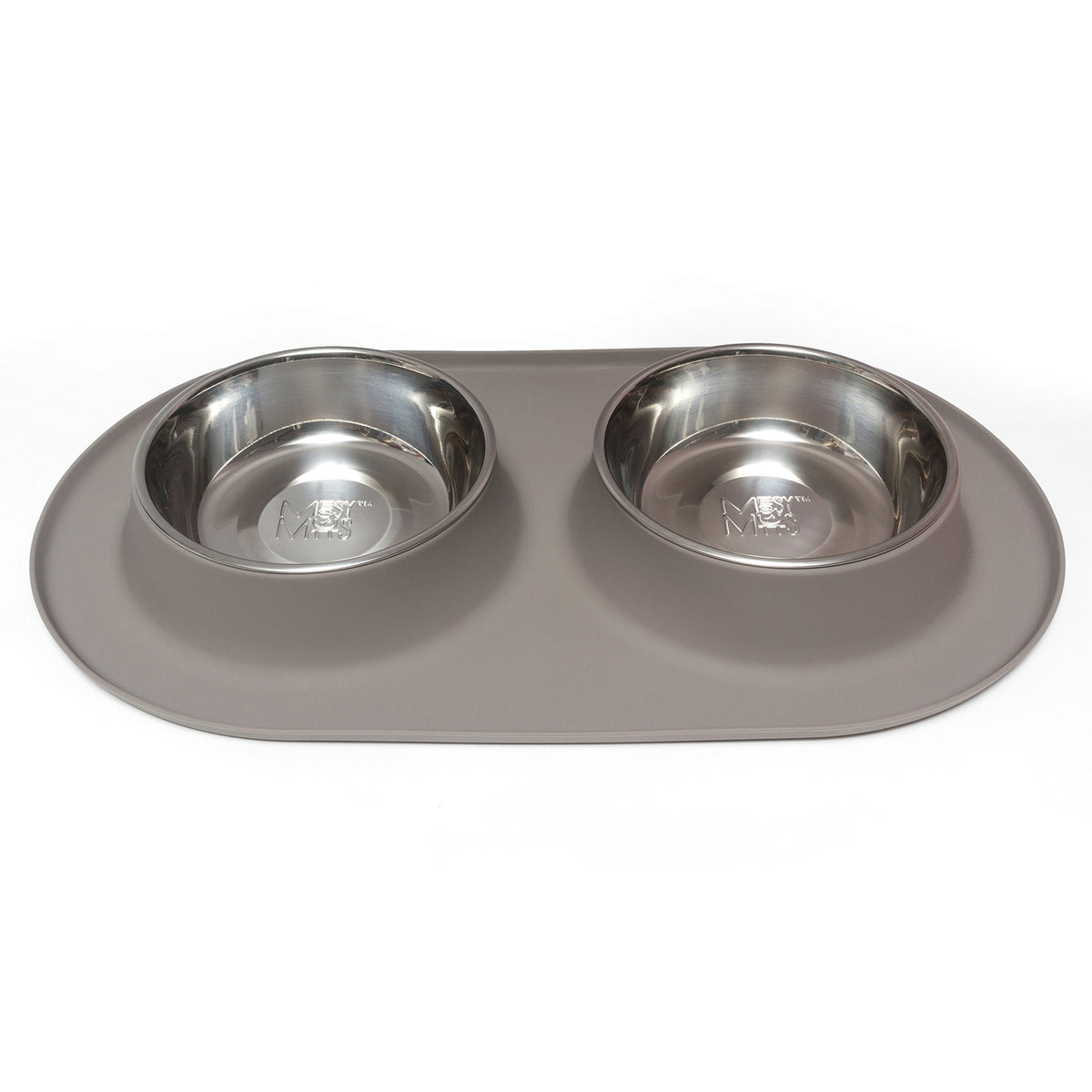 Messy Mutts Double Silicone Feeder Warm Grey Large