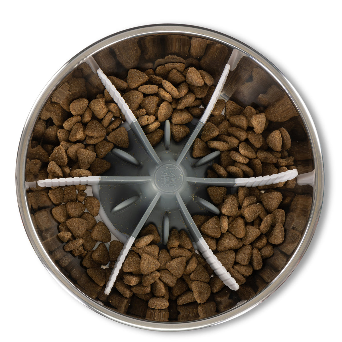 Messy Mutts Slow Feeder Bowl Insert with Suction Cool Grey 7.5" x 2"