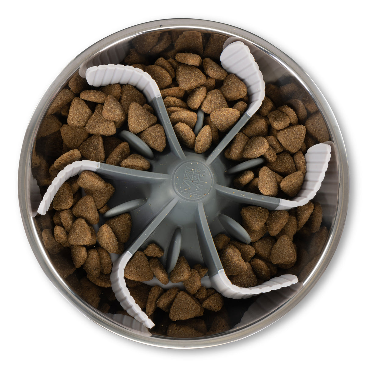 Messy Mutts Slow Feeder Bowl Insert with Suction Cool Grey 7.5" x 2"