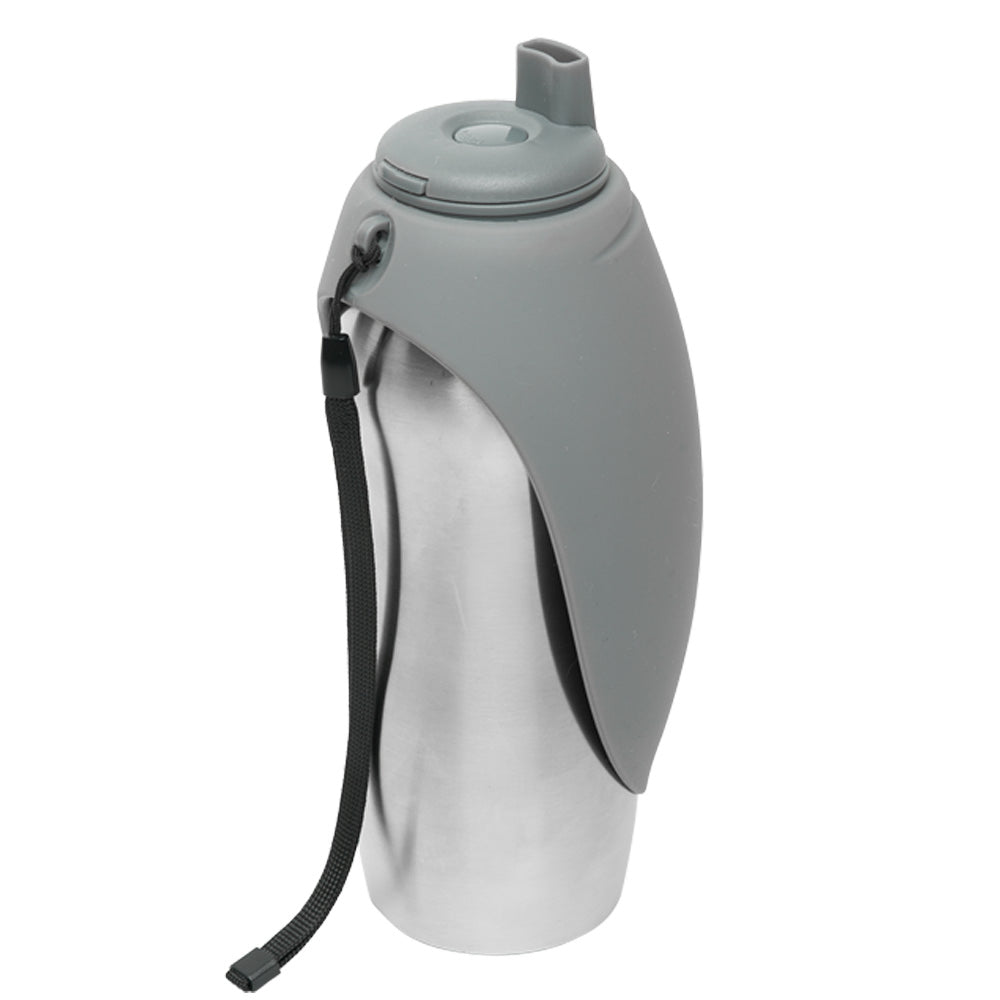 Messy Mutts Stainless w/Silicone Travel Water Bottle Cool Grey 24oz