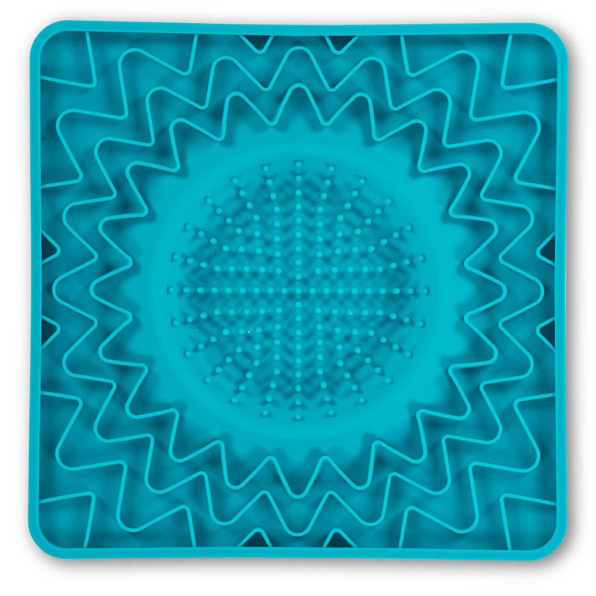 Messy Mutts Framed Spill Resistant Silicone Interactive Lick Bowl Mat Blue 10" x 10"