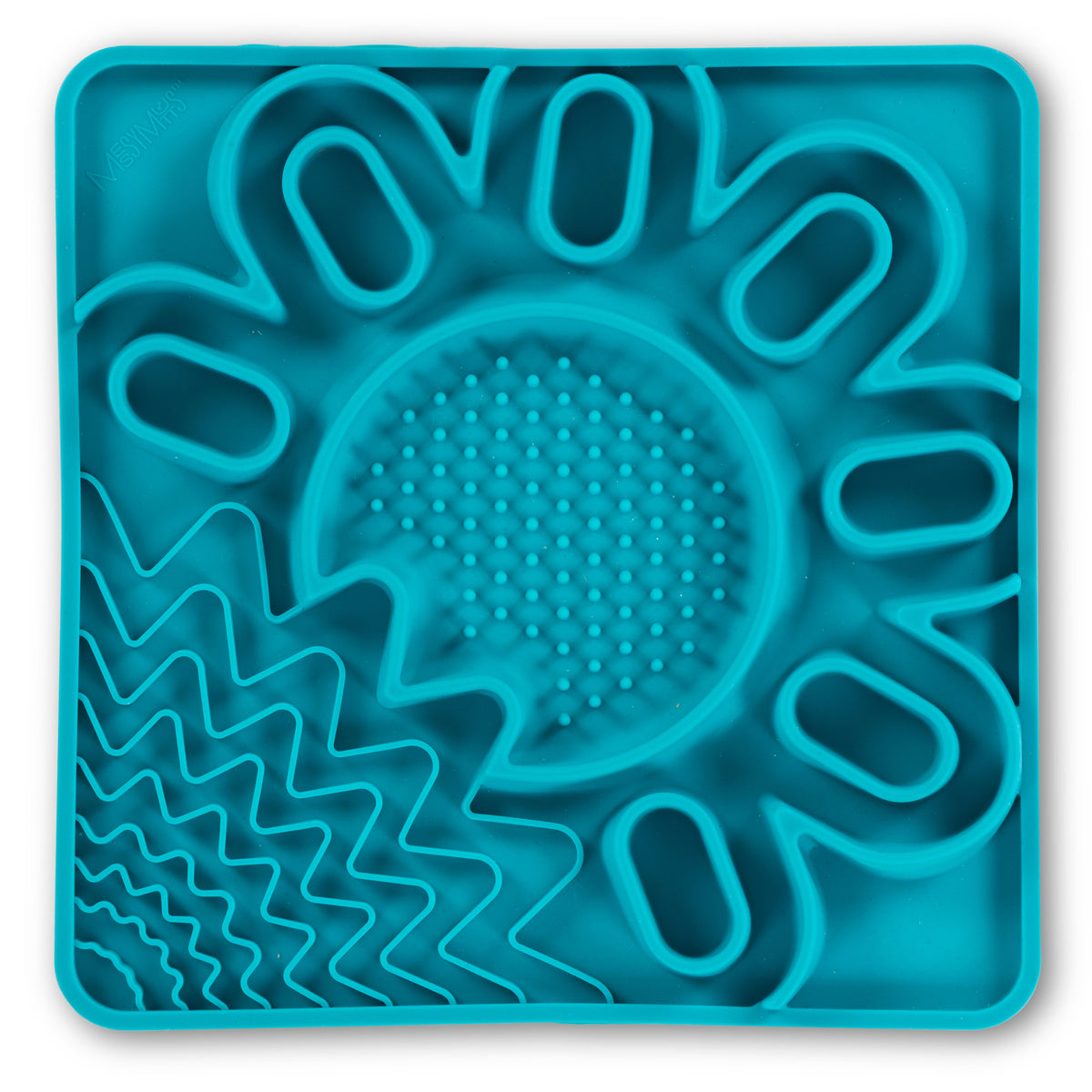 Messy Mutts Framed Spill Resistant Silicone Interactive Multi-Surface Lick Mat Blue 10" x 10"