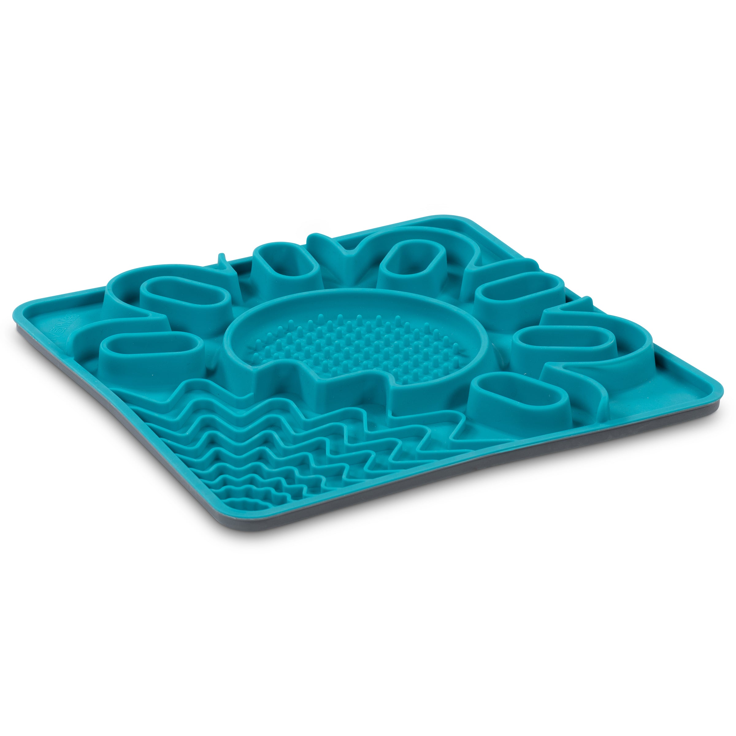 Messy Mutts Framed Spill Resistant Silicone Interactive Multi-Surface Lick Mat Blue 10" x 10"