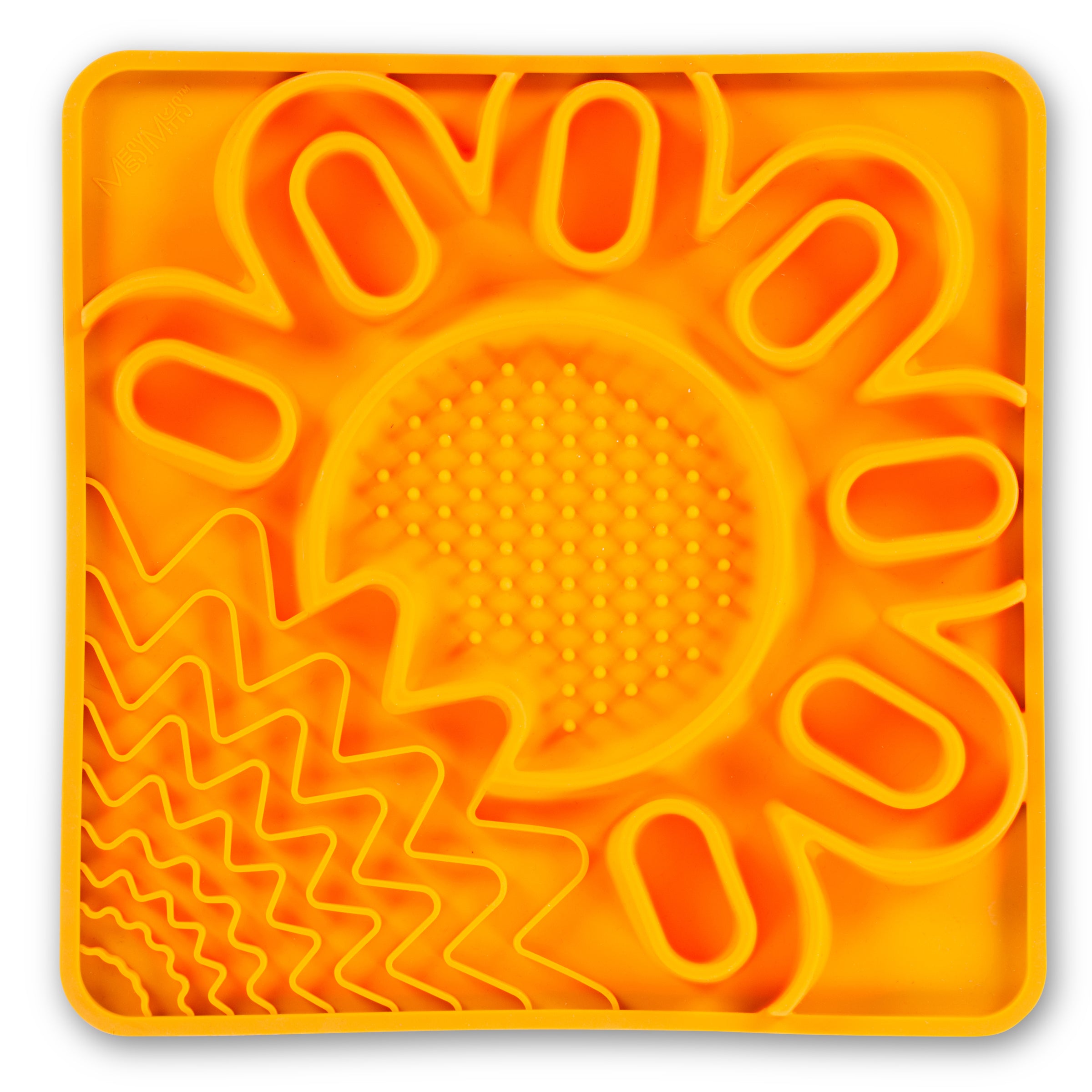 Messy Mutts Framed Spill Resistant Silicone Interactive Multi-Surface Mat Orange 10" x 10"