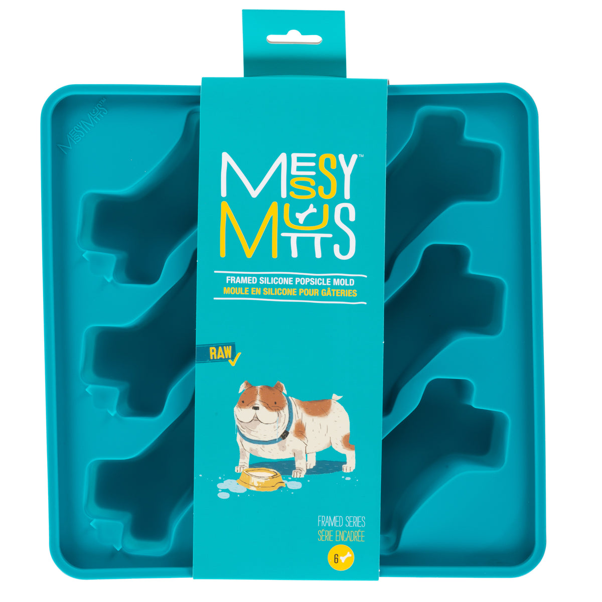 Messy Mutts Framed Silicone Popsicle Mold Bone Shape Blue 10" x 10"