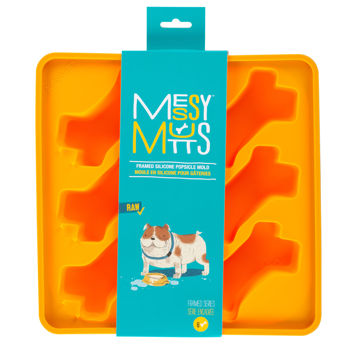 Messy Mutts Framed Silicone Popsicle Mold Bone Shape Orange 10" x 10"