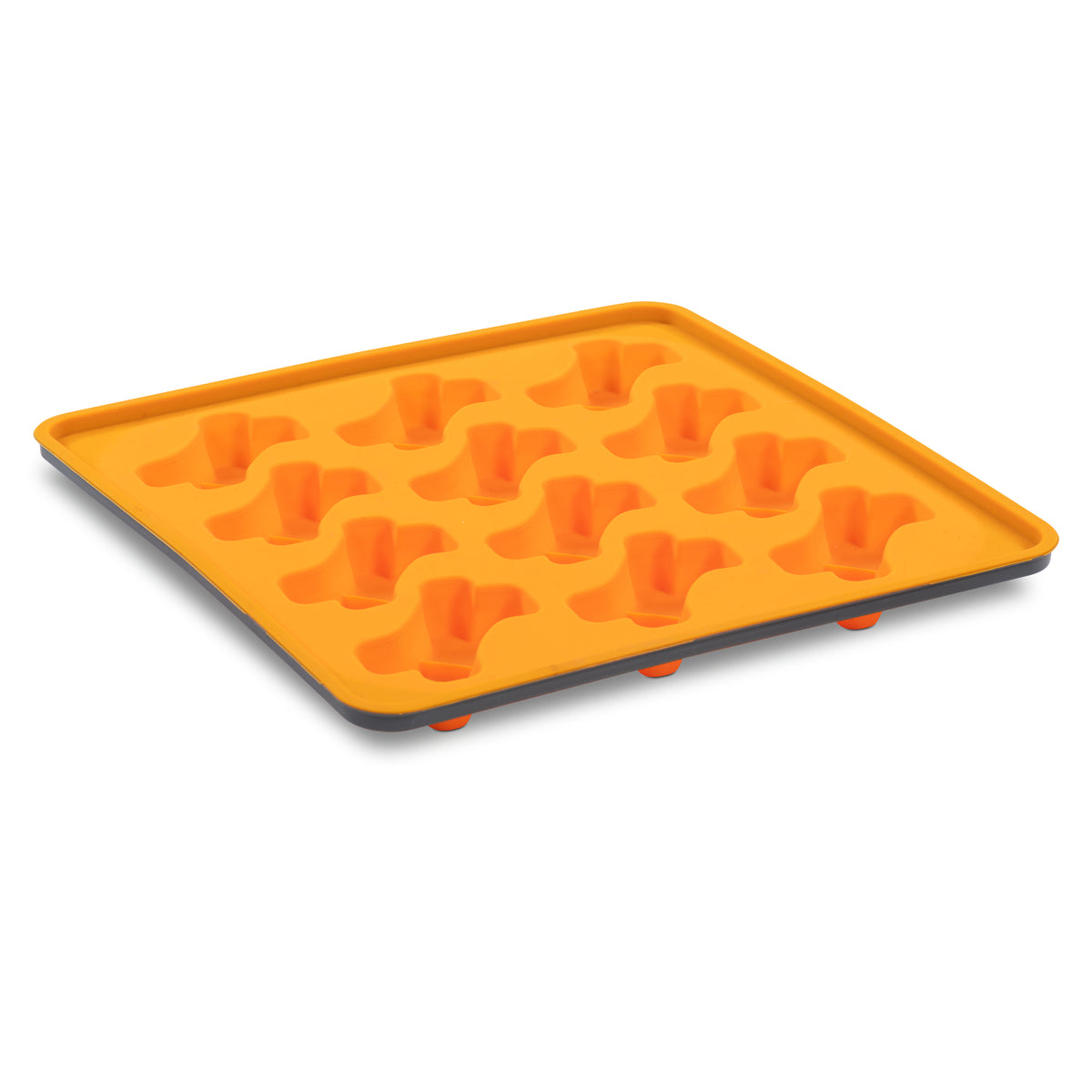Messy Mutts Framed Silicone Dog Treat Making Mold Bone Shape Orange 10" x 10"