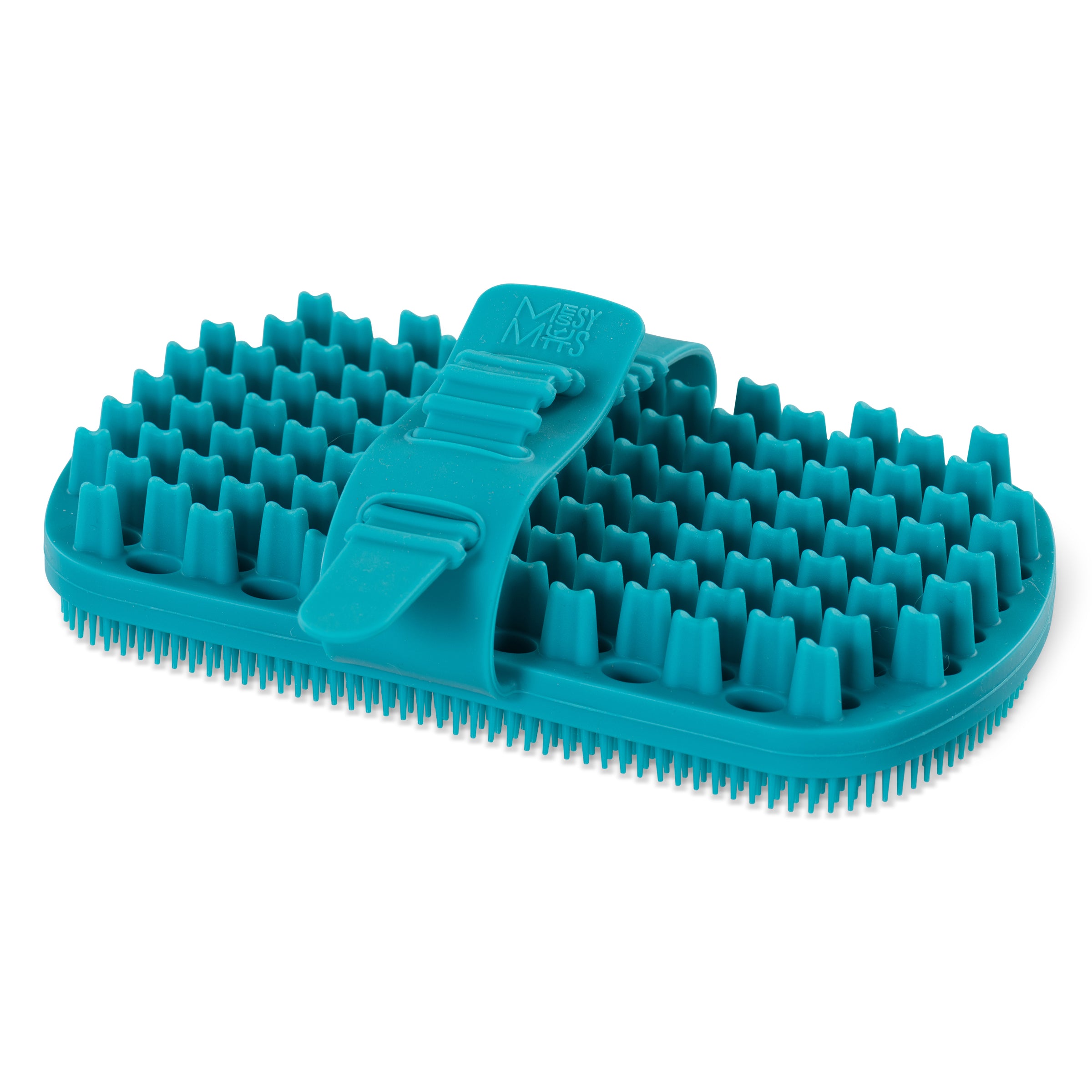 Messy Mutts Silicone Dual Sided Grooming Brush Blue 6.5" x 3.5"