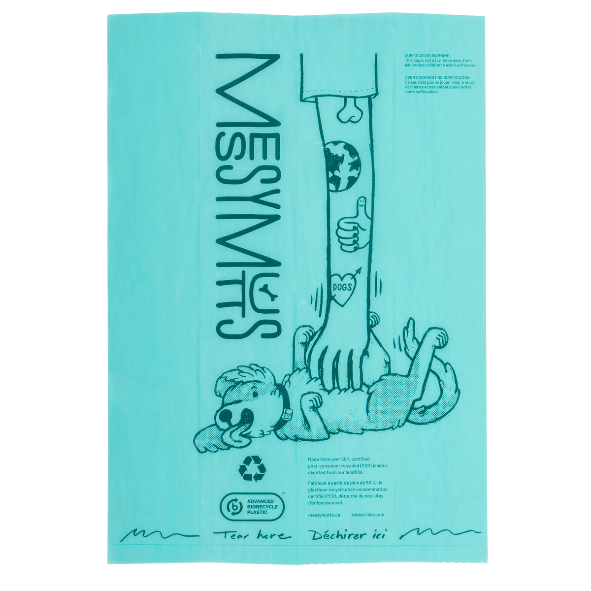 Messy Mutts Advanced Biorecycle Poop Bag, 24 Refill Rolls, Individual Pkg